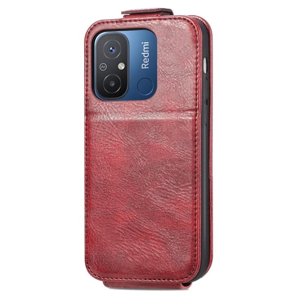Vertical Flip Phone Etui med Zipper til Xiaomi Redmi 12C / 11a - Rød