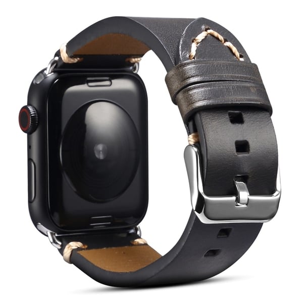 Apple Watch Series 8 (41 mm) klokkerem i okseskinn - Svart Apple Watch Series 8 (41 mm) klokkerem i okseskinn - Svart