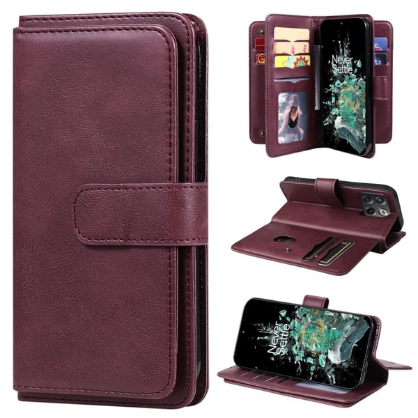 10-slot Lommebok Etui til OnePlus Ace Pro / 10t - Vinrød