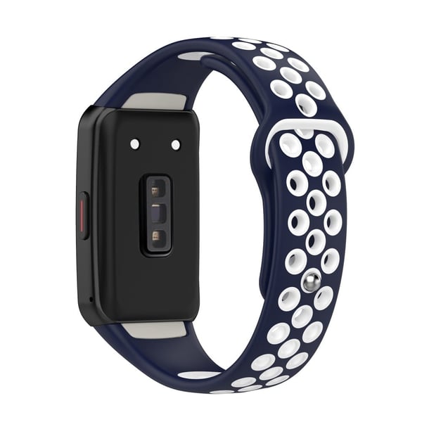 Huawei Band 6 / Honor Band 6 tofarget klokkerem i silikon - Midnattsblå / Hvit