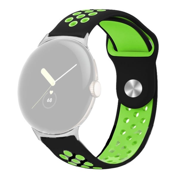Google Pixel Watch tofarvet silikone-urrem - Sort / Grøn Google Pixel Watch tofarvet silikone-urrem - Sort / Grøn