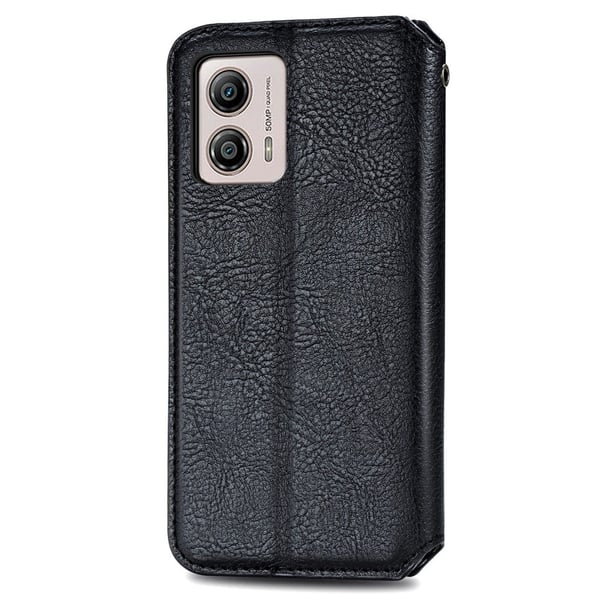 Læretui med A Stilfull Rhombus Imprint til Motorola Moto G53 - Svart