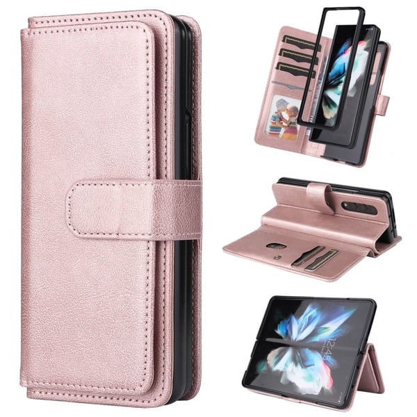 10-slot Lommebok Etui til Samsung Galaxy Z Fold4 - Rose Gull