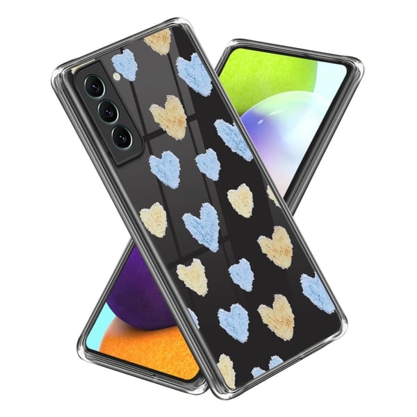 Deco Samsung Galaxy S23 Plus Etui - Gul / Blue Love Deco Samsung Galaxy S23 Plus Etui - Gul / Blue Love