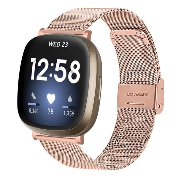 Fitbit Sense 2 / Versa 4 milanesisk klokkerem - Rose Gull