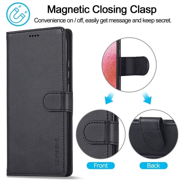 LC.Imeeke läder Xiaomi Redmi Note 12 fodral - Svart