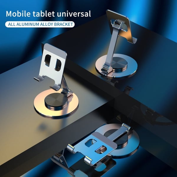Universal drejelig telefon- og tabletholder i aluminiumslegering - Sort