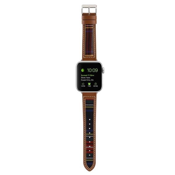 Apple Watch Series 8 (45 mm) / Watch Ultra stof- og læderrem - Sort / Blå / Rød