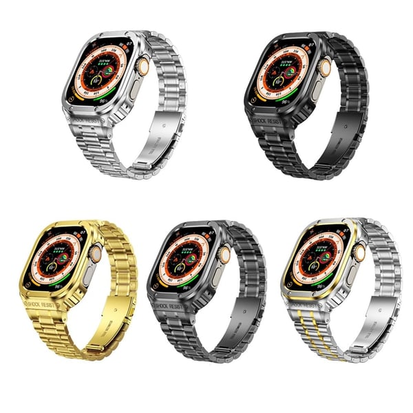 Apple Watch Series 8 (41 mm) 5 perle metallrem med deksel - Gull