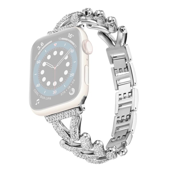 Apple Watch Series 8 (41mm) strassikoristeinen metalliranneke - Hopea