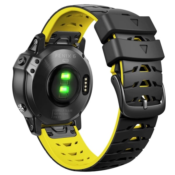 Silikonrem for Amazfit / Garmin / Coros-klokke - Svart / Gul Silikonrem for Amazfit / Garmin / Coros-klokke - Svart / Gul
