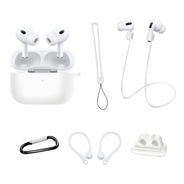 AirPods Pro 2 silikoneovertræk med tilbehørssæt - Hvid