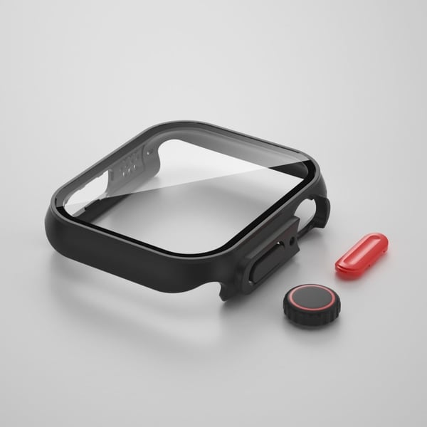Apple Watch Series 8 (41mm) / 7 (41mm) cover med skærmbeskyttelse af hærdet glas - Sort / Rød