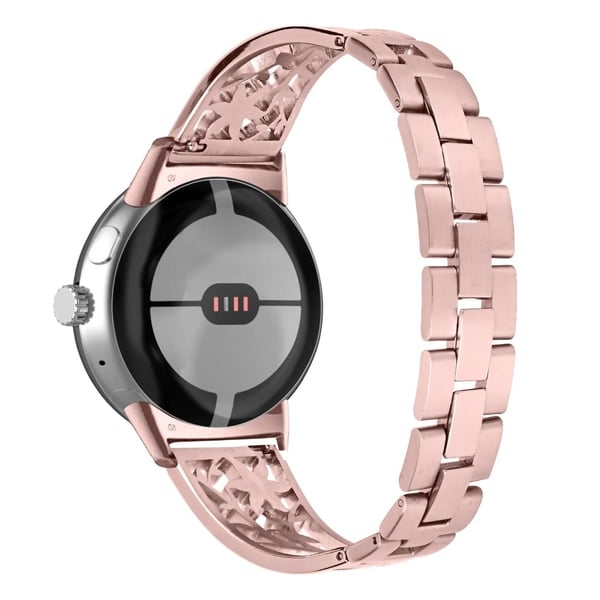 Google Pixel Watch strassblomstdekorert metallrem - Rosa Rose Google Pixel Watch strassblomstdekorert metallrem - Rosa Rose