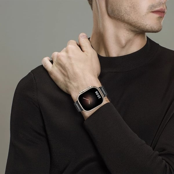 Apple Watch Series 8 (45mm) / Watch Ultra 316 ruostumattomasta teräksestä valmistettu ranneke - Musta