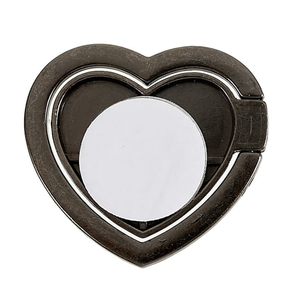 Hjerteformet rhinestone spejlstil smartphone ringholder - Grøn