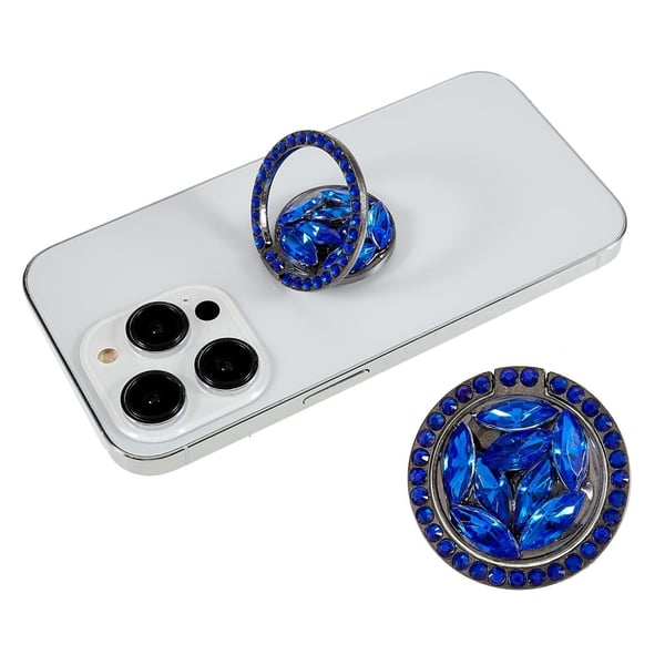Smykkringholder for smarttelefon i rhinestone-stil - Blå