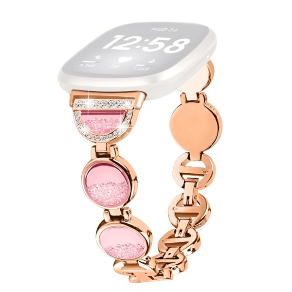 Rhinestone dekorrem Fitbit Sense / Versa 3 - Rose Gull Rhinestone dekorrem Fitbit Sense / Versa 3 - Rose Gull