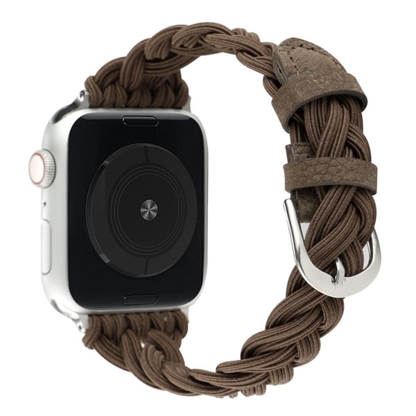Apple Watch Series 8 (41 mm) elastisk flettet reim - Brun Apple Watch Series 8 (41 mm) elastisk flettet reim - Brun