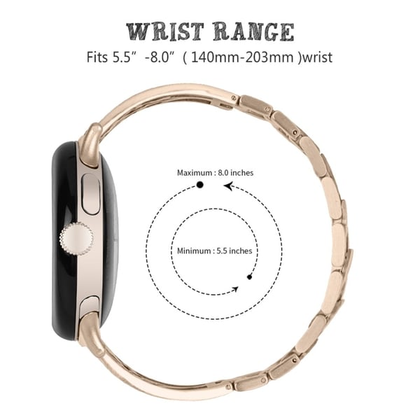 Google Pixel Watch med rhinestone-dekor 304 rustfritt stålrem - Champagne-Gull