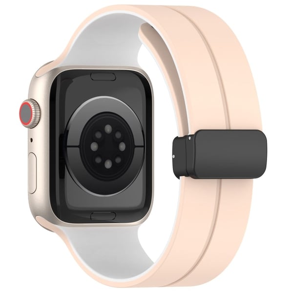 Apple Watch Series 8 (41 mm) tofarget silikonrem - Rosa / Hvit Apple Watch Series 8 (41 mm) tofarget silikonrem - Rosa / Hvit