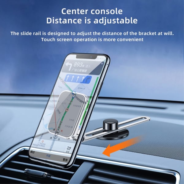 Universal magnetisk biltelefonholder med dobbelt foldning og rotation - Sort