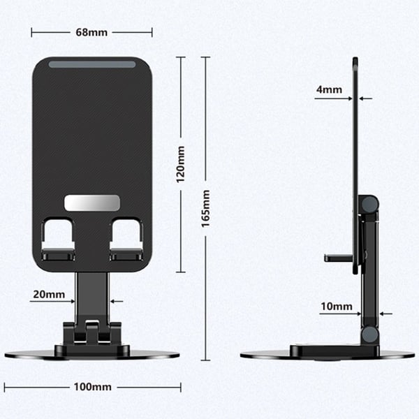 Universal drejelig telefon- og tabletholder til skrivebordet - Sort