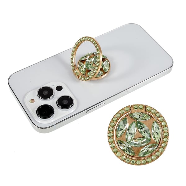 Smykkringholder for smarttelefon i rhinestone-stil - Gul