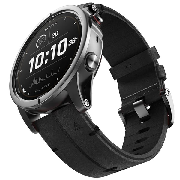 Aito nahkahihna Garmin- ja Coros-kelloon - Musta