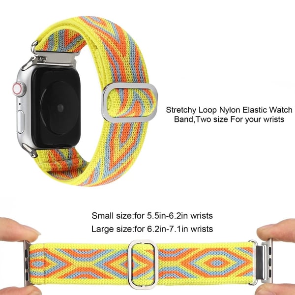Apple Watch Series 8 (45 mm) / Watch Ultra elastisk nylonrem med kreativt mønster - Tribal Gul / Oransje