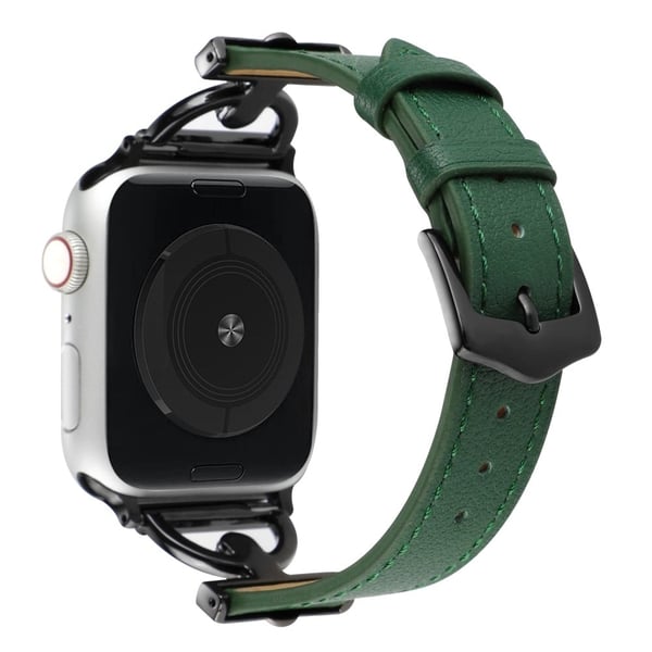 Apple Watch Series 8 (45 mm) / Watch Ultra D-formet ægte læderrem - Sortliggrøn Apple Watch Series 8 (45 mm) / Watch Ultra D-formet ægte læderrem - Sortliggrøn