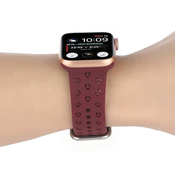 Apple Watch Series 8 (41 mm) silikonrem i hul stil - Vinrød