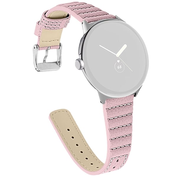 Google Pixel Watch wave style ægte læderrem - Lyserød Google Pixel Watch wave style ægte læderrem - Lyserød
