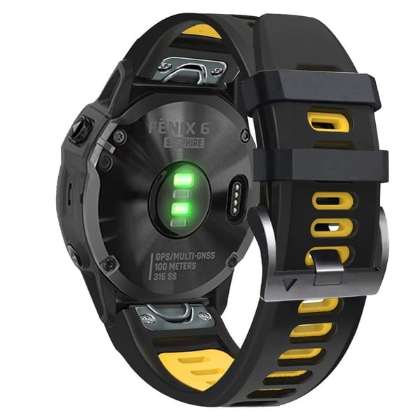 22 mm silikonerem til Amazfit-, Garmin- og Coros-ure - Sort / Gul