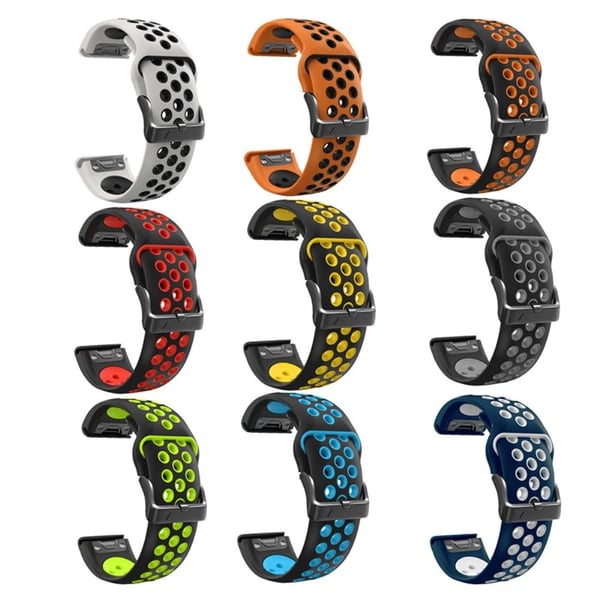 22 mm dobbeltfarvet silikonerem til Garmin- og Coros-ure - Hvid / Sort