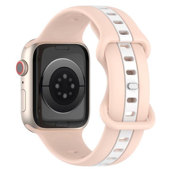 Silikonrem i to farger for Apple Watch Series 8 (45 mm) / Watch Ultra - Rosa / Hvit