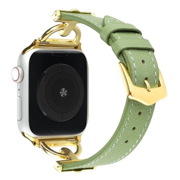 Apple Watch Series 8 (41 mm) D-formet rem i ekte skinn - Grønn