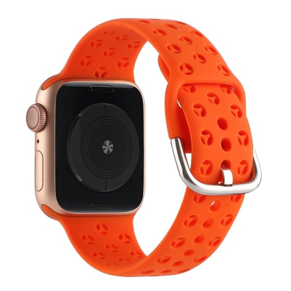 Apple Watch Series 8 (41mm) silikonerem i hul stil - Orange Apple Watch Series 8 (41mm) silikonerem i hul stil - Orange