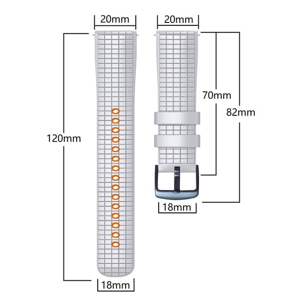 20 mm Universal gitterstruktur på silikonrem - Svart / Lime