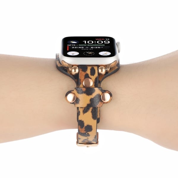 Apple Watch Series 8 (45mm) / Watch Ultra aito nahkaranneke - Leopardikuvio