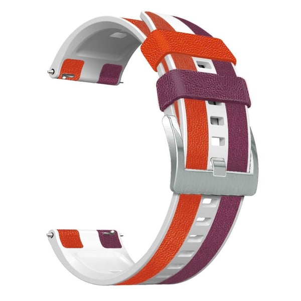 22 mm universal silikonrem i trippel fargestil - Lilla / Hvit / Rød 22 mm universal silikonrem i trippel fargestil - Lilla / Hvit / Rød