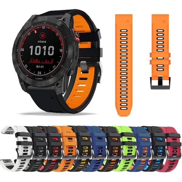 22 mm silikonerem til Amazfit-, Garmin- og Coros-ure - Sort / Blå
