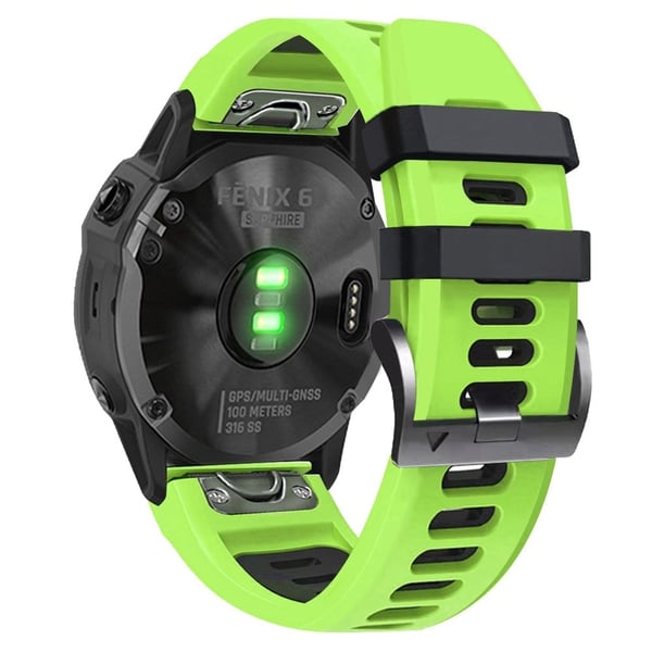 22 mm silikonerem til Amazfit-, Garmin- og Coros-ure - Lime / Sort