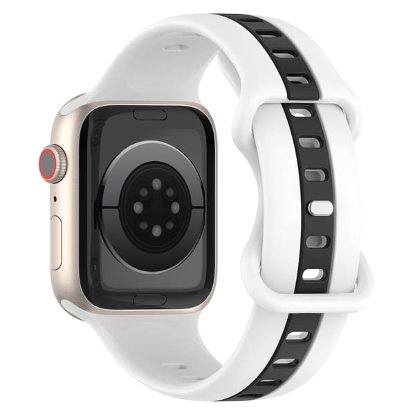 Silikonrem i to farger for Apple Watch Series 8 (45 mm) / Watch Ultra - Hvit / Svart Silikonrem i to farger for Apple Watch Series 8 (45 mm) / Watch Ultra - Hvit / Svart