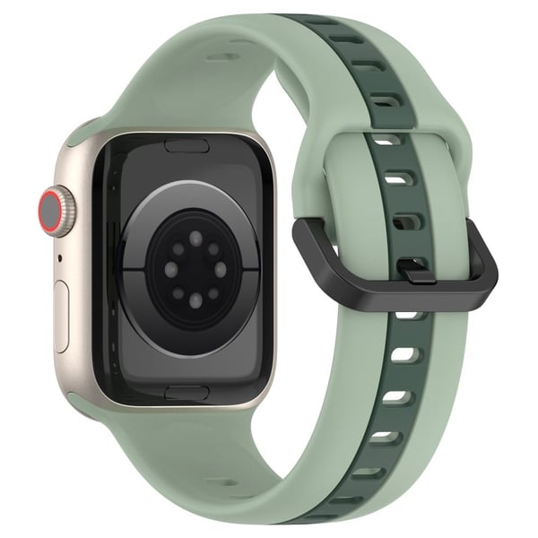 Apple Watch Series 8 (45mm) / Watch Ultra dobbeltfarvet silikonerem - Lysegrøn / Sortliggrøn Apple Watch Series 8 (45mm) / Watch Ultra dobbeltfarvet silikonerem - Lysegrøn / Sortliggrøn