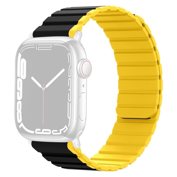 Apple Watch Series 8 (45 mm) / Watch Ultra tofarget silikonrem - Svart / Gul Apple Watch Series 8 (45 mm) / Watch Ultra tofarget silikonrem - Svart / Gul