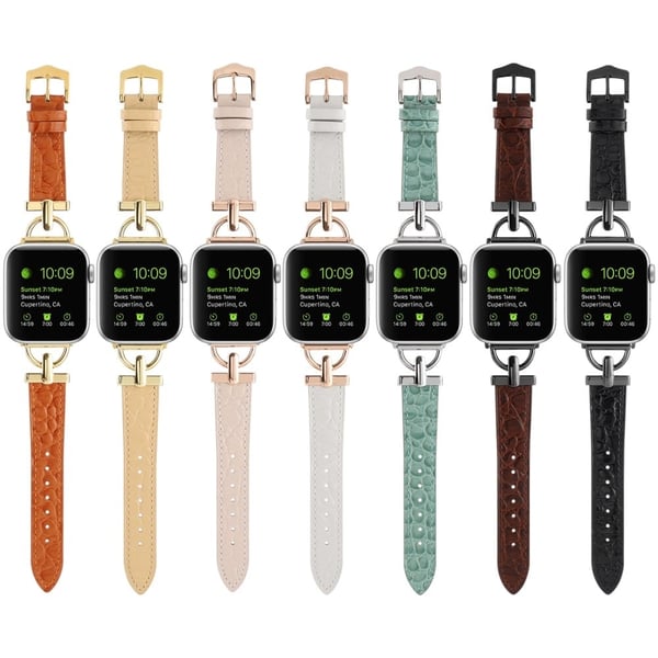 Apple Watch Series 8 (45 mm) / Watch Ultra krokodillemønster ekte lærrem - Lys Gul