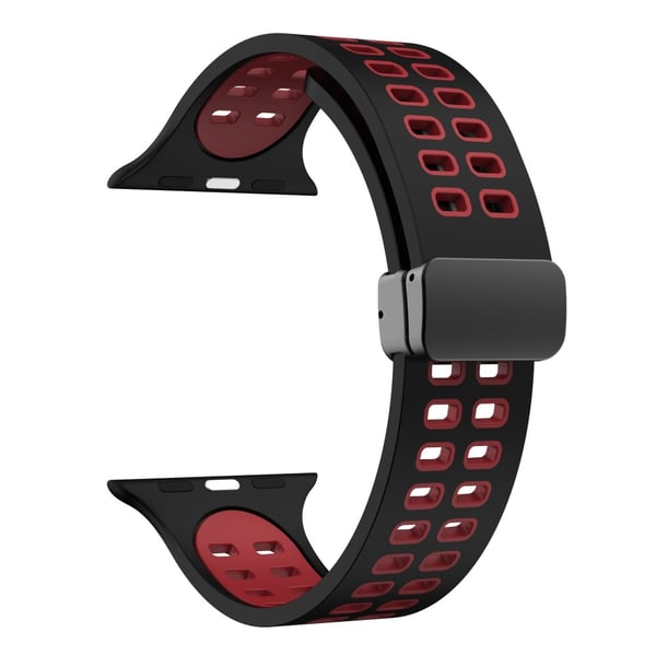 Apple Watch Series 8 (41mm) silikonerem i to farver - Sort / Rød Apple Watch Series 8 (41mm) silikonerem i to farver - Sort / Rød