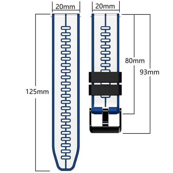 20 mm universal silikonerem i to farver - Militærgrøn / Sort