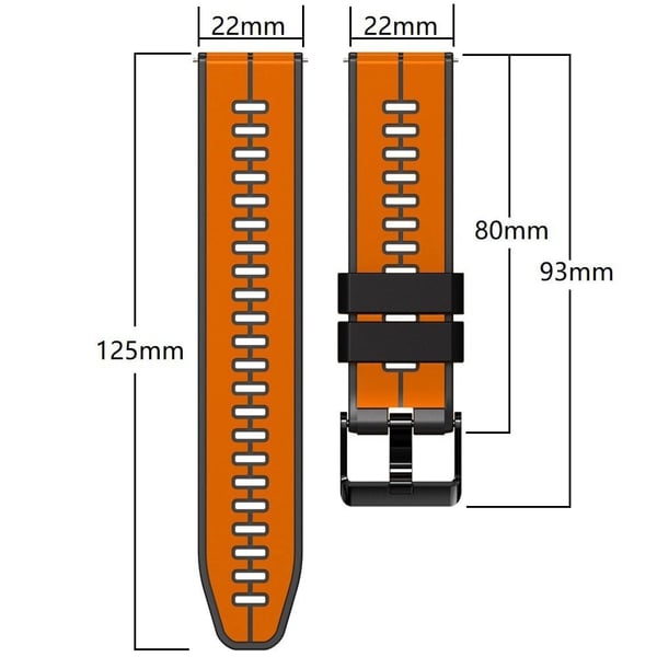 22 mm universal silikonrem i to farger - Lime / Blå